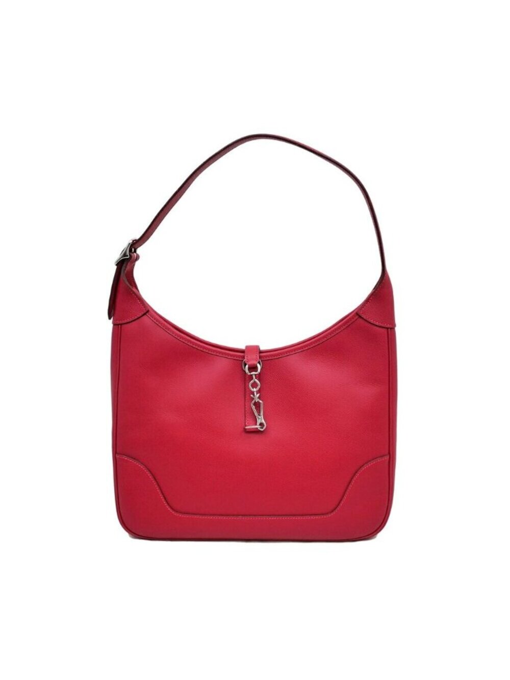 Hermes Red Silver Epsom Leather Shoulder Bag